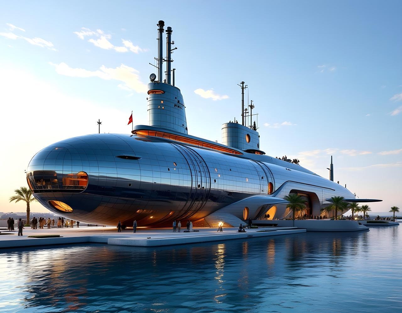 Original silver Marine Academy project design with the silhouette of a submarine